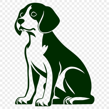 A detailed illustration of a sitting Beagle dog from the front, suitable for digital art.