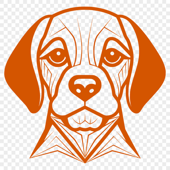 A detailed illustration of a Beagle's head, suitable for vector design.