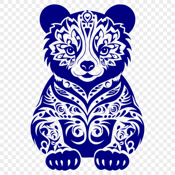 A stylized illustration of a sitting bear with intricate details, suitable for various design applications.