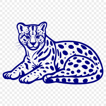 A full-body illustration of an ocelot, a medium-sized wild cat native to the Americas.