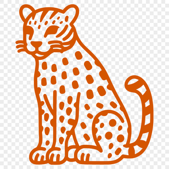 A sleek ocelot sitting in a relaxed position, depicted as a high-quality vector illustration.