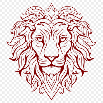 A majestic lion's head with ornate features, suitable for illustration or design projects.