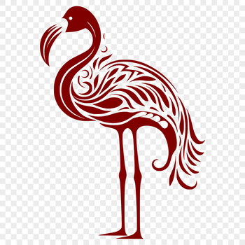 A full-body illustration of a flamingo bird in profile, suitable for digital design and printing.