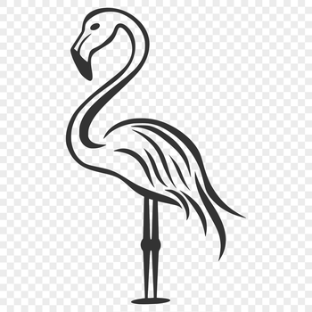 A simple line drawing of a full-body flamingo bird in various poses.