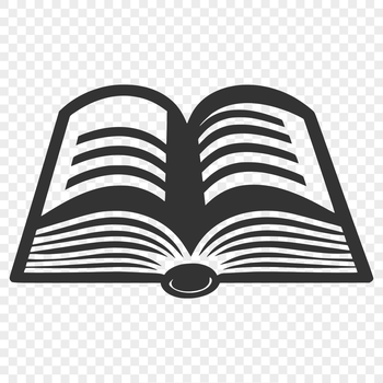 A digital illustration of an open book with pages, suitable for education and school projects.