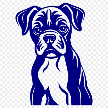 A digital illustration of a Boxer dog's head, suitable for vector graphics.