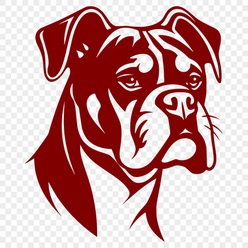 A digital illustration of a friendly Boxer dog's head, suitable for various graphic design projects.