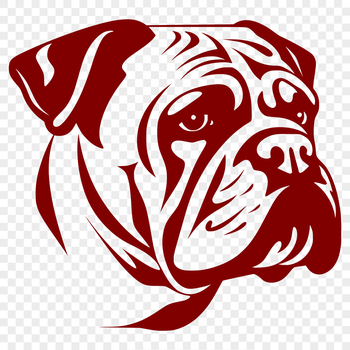 A digital illustration of a Bulldog's head.