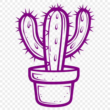 A stylized vector illustration of a desert plant with sharp spines.