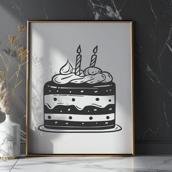 Artistic Birthday Cake DXF - Free Commercial Use Download