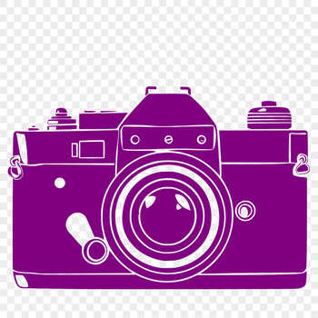 A digital photography camera with a lens and viewfinder, designed as vector graphics.