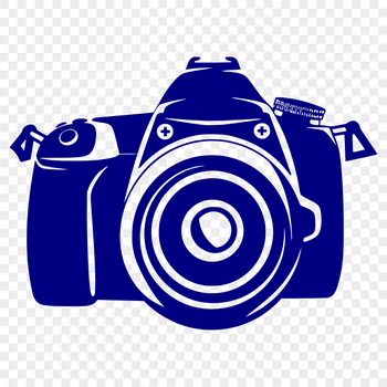 A digital camera icon made from vector shapes for use in graphic design.