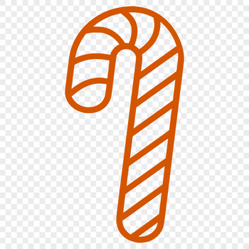 A simple line drawing of a candy cane, often used as Christmas decor.