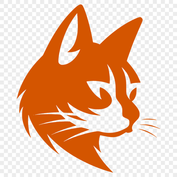 A detailed illustration of a cat's head with bold lines and simple shapes.
