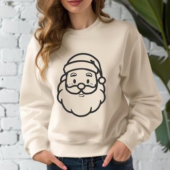 Illustrative representation of Santa Claus wearing a festive red hat and coat.