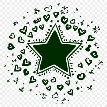 A stylized star icon with love hearts surrounding it, suitable for Christmas or xmas designs.