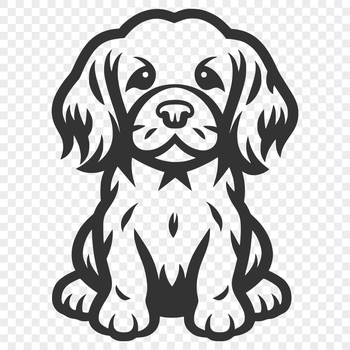 A vector graphic representation of a Cocker Spaniel in a seated position.