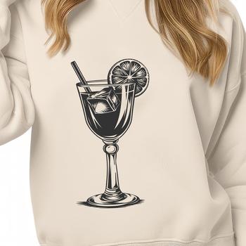 Illustrated cocktail in a glass, ideal for vector graphics and cutting machine designs.