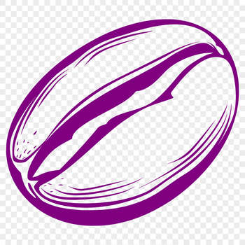 A detailed outline of a coffee bean, suitable for use as clip art or template design.
