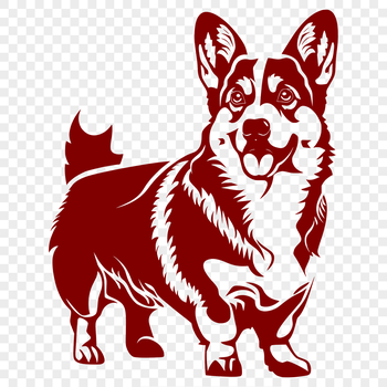 A full-body illustration of a standing corgi dog in a simple vector design.
