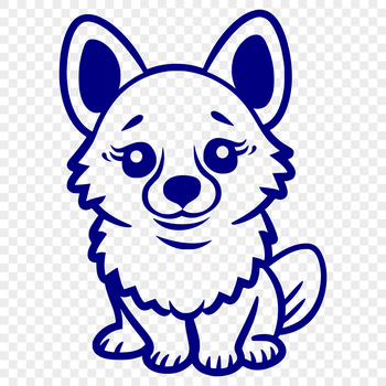 A vector image of a corgi in profile, depicted from head to paw.