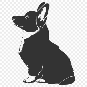 A full-body illustration of a corgi dog sitting on the ground in a neutral pose, suitable for digital and print use.
