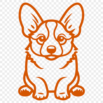 A full-body illustration of a Corgi sitting in profile, created as a vector graphic.
