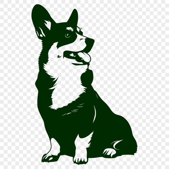 An SVG representation of a domesticated animal, specifically a Corgi breed dog shown from front to back.