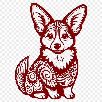 A full-body illustration of a Corgi sitting on its haunches, suitable for vector art and clip art.