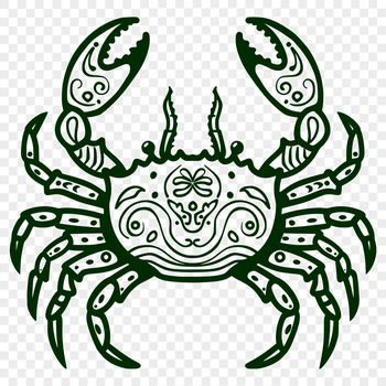 A detailed illustration of a crab's full body, suitable for vector art and cutting machine projects.