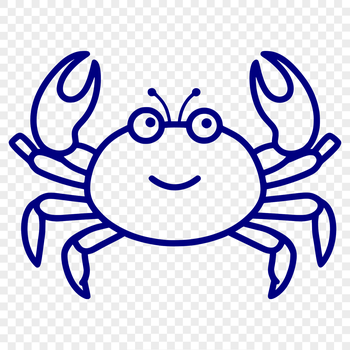 A simple line drawing of a full-body crab, suitable for vector art and design projects.