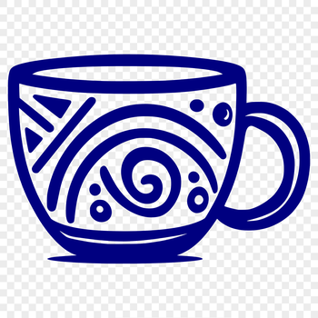 A simple digital illustration of a cup with clean lines and basic design elements.