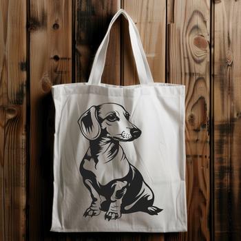 A full-body illustration of a sitting dachshund, suitable for digital design and crafting projects.