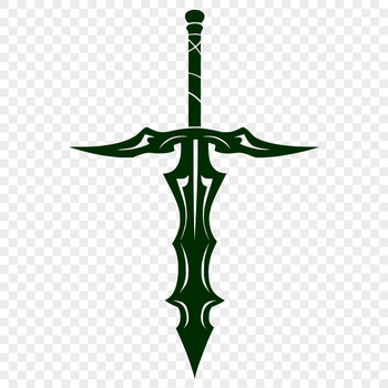 An SVG vector graphic design of a sharp-edged sword suitable for cutting machines and laser cutters.