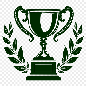 A 3D trophy design with metallic finish and intricate details, suitable for vector art projects and cutting machines.