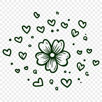 A single wild flower with two intertwined love hearts in the center.