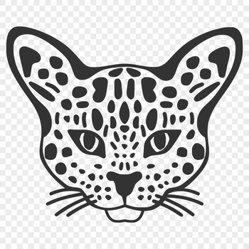 A sleek ocelot's head is depicted in this SVG graphic, suitable for various design applications.