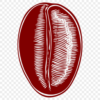 A digital clip art design featuring a single coffee bean made from scalable graphics.