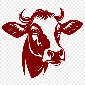 A stylized illustration of a cow's head, suitable for vector art designs.
