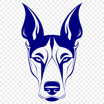 A high-quality digital illustration of a Doberman Pinscher's head, suitable for vector art and graphic design projects.