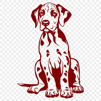 Large breed dog sitting in a relaxed position.