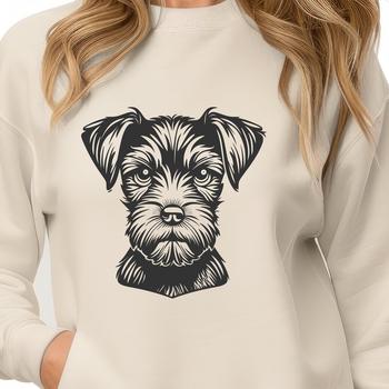 A detailed illustration of a Miniature Schnauzer's head, suitable for vector graphics and cutting machine designs.