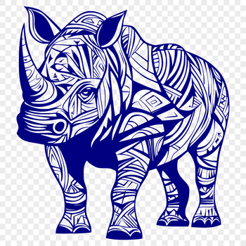 A detailed illustration of a rhino in profile, suitable for graphic design and digital crafting.