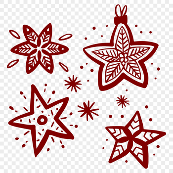 A stylized digital illustration of a Christmas star with five pointed tips, ideal for clip art and vector design.