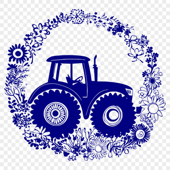 Artistic Tractor Stencil - Free PNG Download