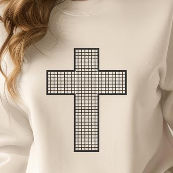 A metallic crucifix with a simple design, suitable for vector art and various applications.