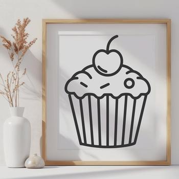 A digital illustration of a cupcake, designed as vector art for commercial or personal use.