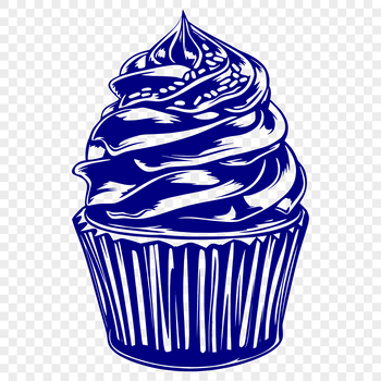 A single serving of cupcake with frosting and decorations.