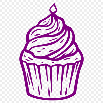 A colorful illustration of a cupcake with frosting and sprinkles.
