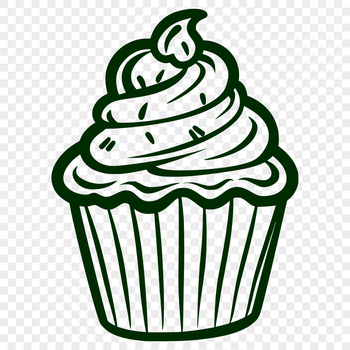 A sweet treat in the shape of a cupcake with frosting and decorations.